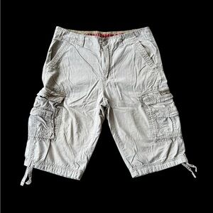 Unionbay Cargo Shorts Mens 34 Tan Y2K Baggy Utility 14” Inseam Cotton Khaki